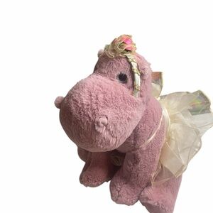 Vintage The Bear Factory Pink Plush Hippo Toy Stuffed animal RARE